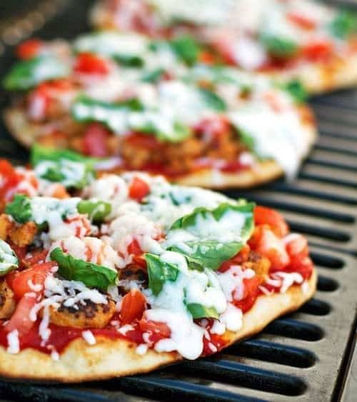 A picture of Grilled Chicken Sausage, Spinach, and Mozzarella Pizza