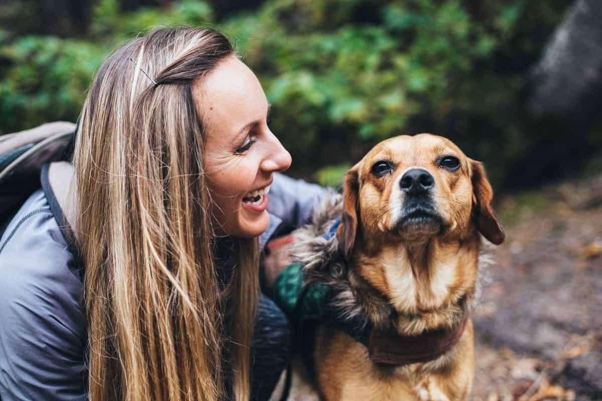 girl and dog outside